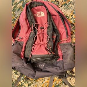 Pink and gray North Face Jester backpack